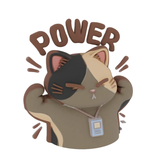 POWER Cat Sticker 3D Model