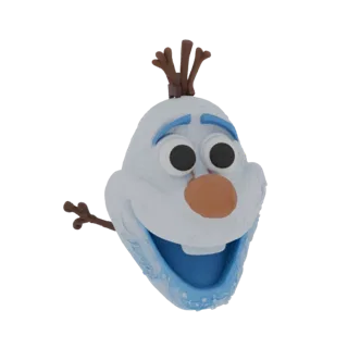 3D model of Olaf the snowman's head from "Frozen" with a wide smile and expressive eyes