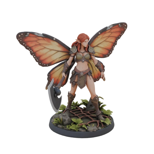 Warrior Fairy with Axe and Butterfly Wings