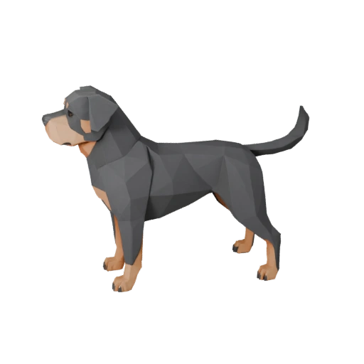 Modelo 3D Perro Rottweiler Poligonal Bajo - Asset de Juego para Unity con FBX