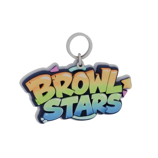 3D model of Brawl Stars keychain with graffiti-style lettering in bright gradient colors