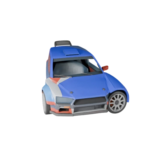 Modelo 3D de Carro de Rally de Desenho Animado para Jogos Estilizados Asset PBR