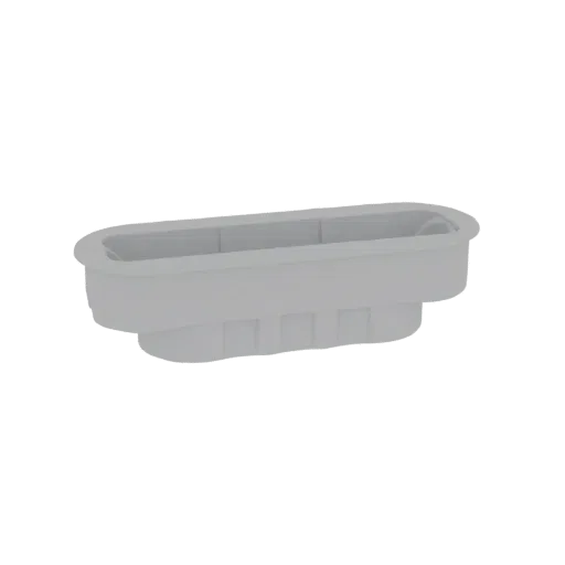 Modelo 3D de una bañera rectangular moderna y minimalista con curvas suaves y diseño limpio.