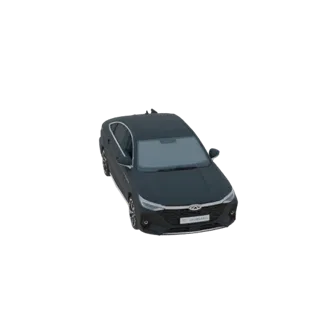 3D model of a dark grey sedan with a sunroof, viewed from a slightly elevated angle.