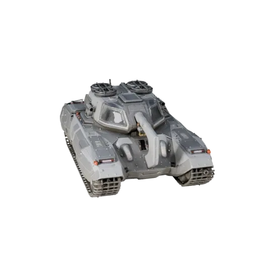 Modello 3D Sci Fi Tank, vista studio tre quarti, asset veicolo pronto per Blender con pannellature futuristiche, zone di prop