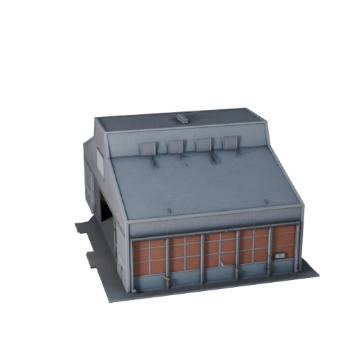 Modelo 3D de Hangar de Aeronave Low Poly para Ativo de Jogo em Tempo Real