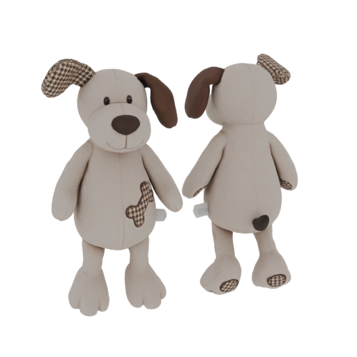 Plush Dog with Bone Patch 3D Model