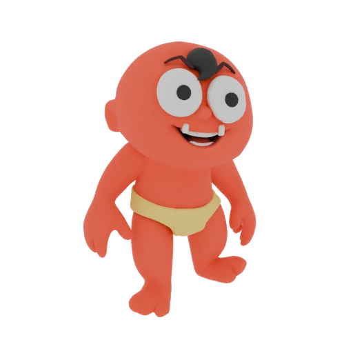Cute Red Baby Oni 3D Model