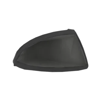 Modelo 3D de una cubierta de espejo lateral de automóvil tintado oscuro, mostrado desde un perfil lateral con un diseño elega