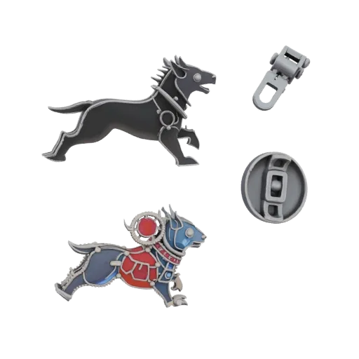 Animal Motif Brooch render detail 3D model, isometric studio render, highlighting brooch form and finish detail.
