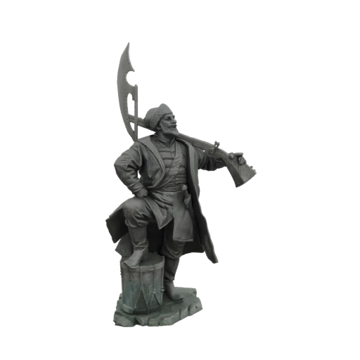 Cossack Warrior with Musket and Saber Statue