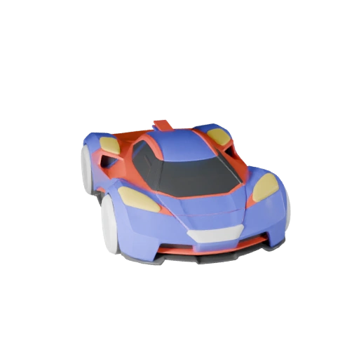 Modelo 3D de Carro Voador de Desenho Animado para Jogos Estilizados Asset PBR