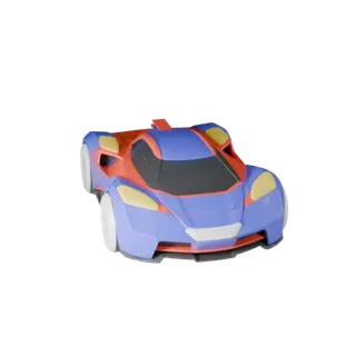 Cartoon Flying Car 3D Model for Stylized Games PBR Asset