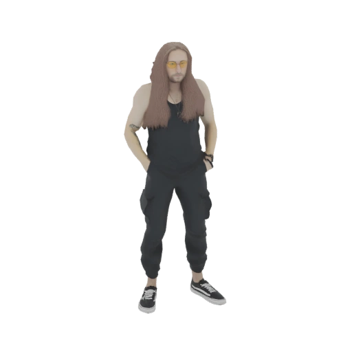 Man with Long Hair and Sunglasses