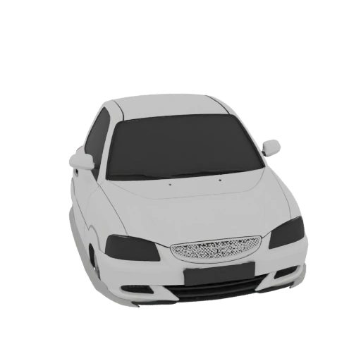 White Sedan 3D Model
