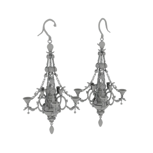 Chandelier Drop Earrings 3D Asset for Display Cases