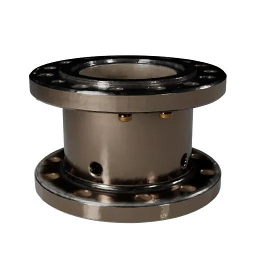 Cast Metal Pipe Flange High Poly 3D model, close-up studio render, showing machined metal, precise part geometry.