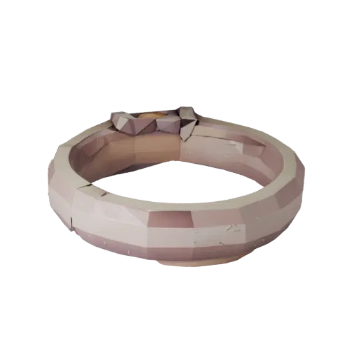 Halo Engagement Ring game ready 3D model, studio profile shot, highlighting ring seams, edges, and finish layers.