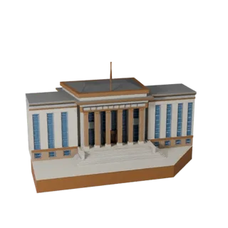Stylized Courthouse 3D Model - Game Asset for Architecture