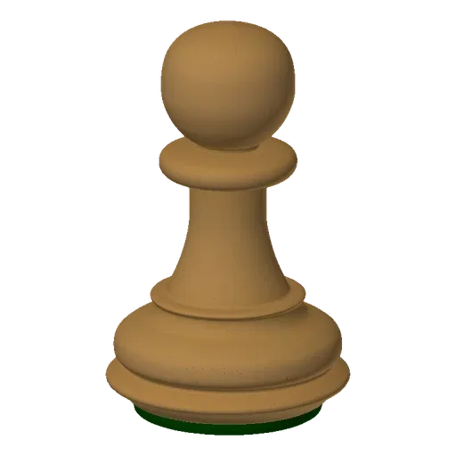 A 3D render of a classic wooden pawn chess piece with a spherical head and a tapered base, set against a white background.