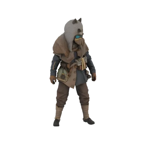 Post-Apocalyptic Gas Mask Soldier with Animal Hood 3D Model