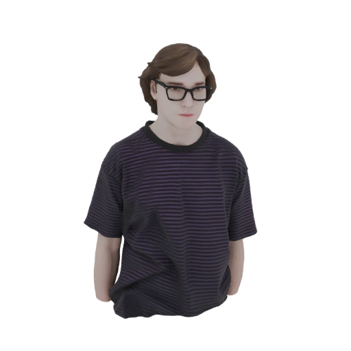 Young Man with Glasses and Striped T-Shirt 3D Model