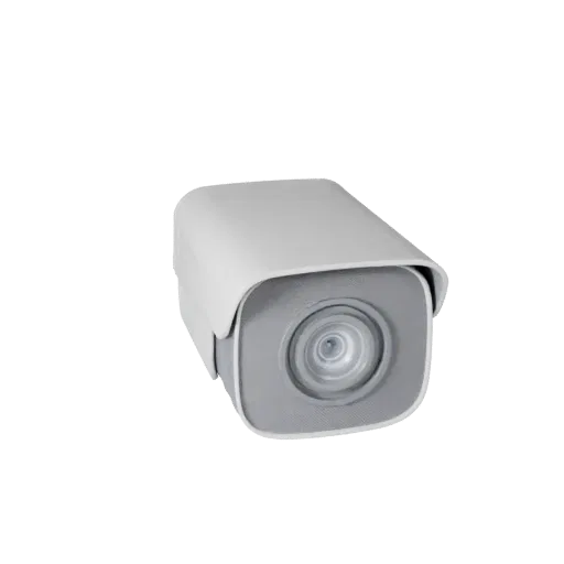 Security Style Camera Product Viz 3D model, three-quarter studio product render, showing white plastic, form detail.