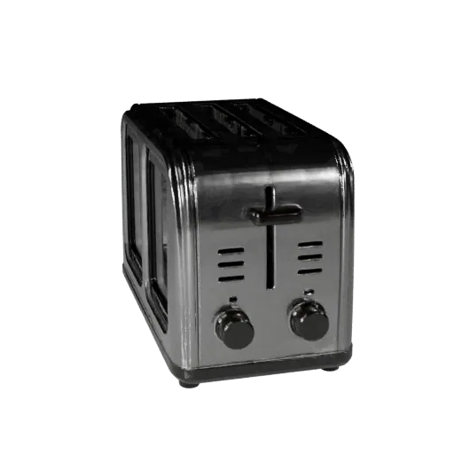 Stainless Toaster Modular 3D model, dining room, isometric modular kit view, plastic detail.