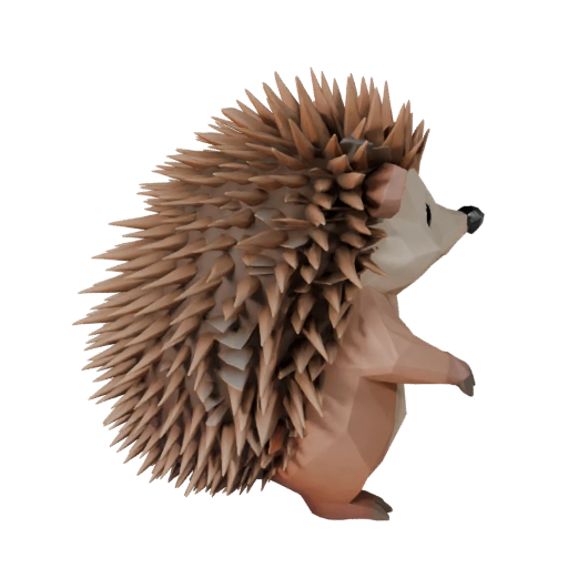 Modello 3D di Riccio Low Poly - Asset di Gioco Unity con FBX | PBR