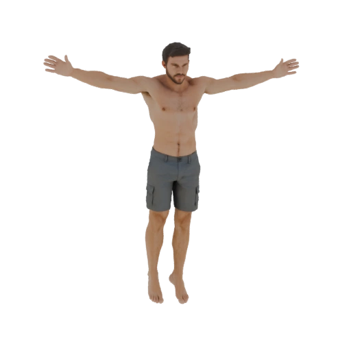 Man in Swim Trunks with Arms Outstretched