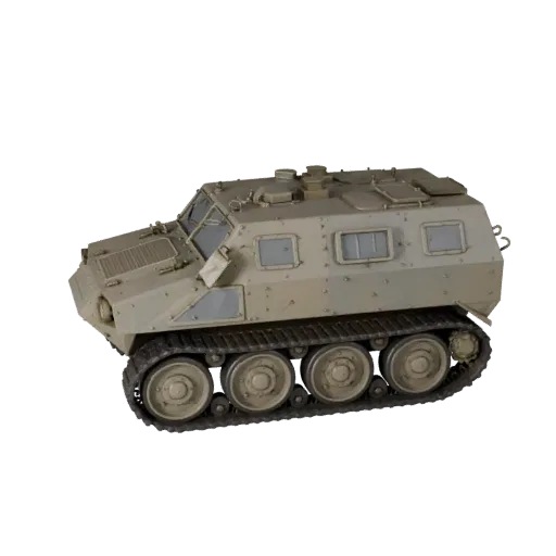 Modelo 3D de semioruga de la Segunda Guerra Mundial, vista de estudio a tres cuartos, activo de vehículo listo para animación