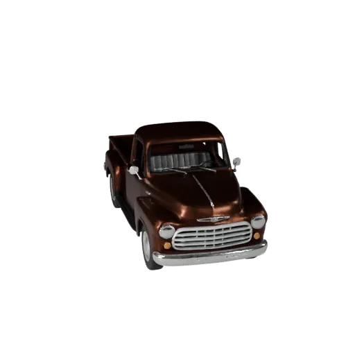 Modello 3D Pick-up Vintage, vista studio a tre quarti, asset veicolo pronto per l'animazione con massa di veicolo funzionante
