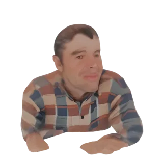 3D-Modell-Rendering eines Mannes in einem karierten Hemd, mit nach vorne gelegten Armen.