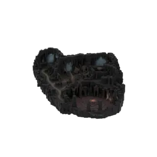 Dark Cavernous Dungeon with Ancient Altar