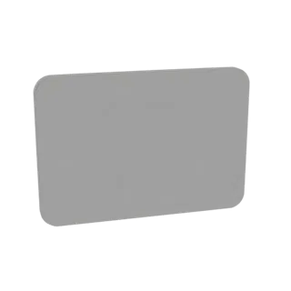 A 3D render of a flat, gray rectangular panel with rounded corners, isolated on a white background.