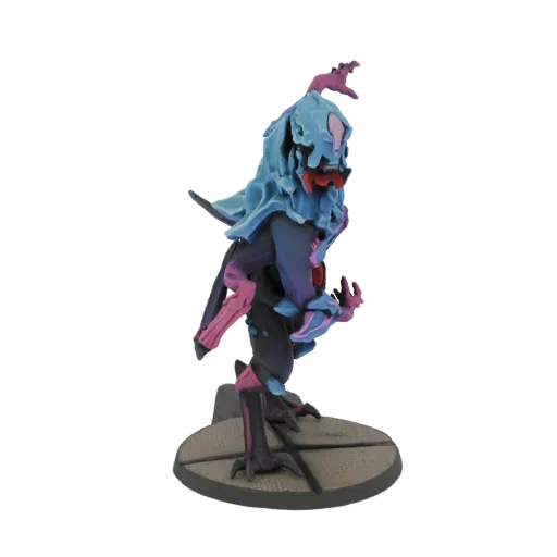 3D model of an Ethereal Abyssal Lurker, a creature with flowing blue and pink ethereal elements, standing on a cracked stone