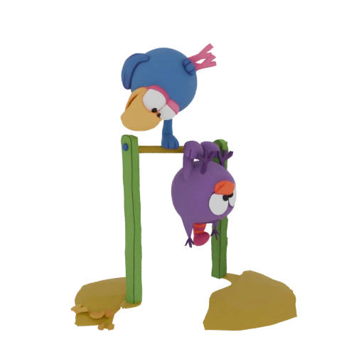 Playful Bird Duo on Bar