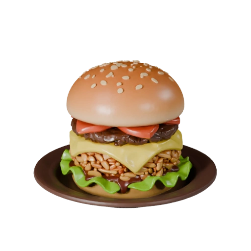 Street Food Burger Meal 3D Asset for Studio Renders