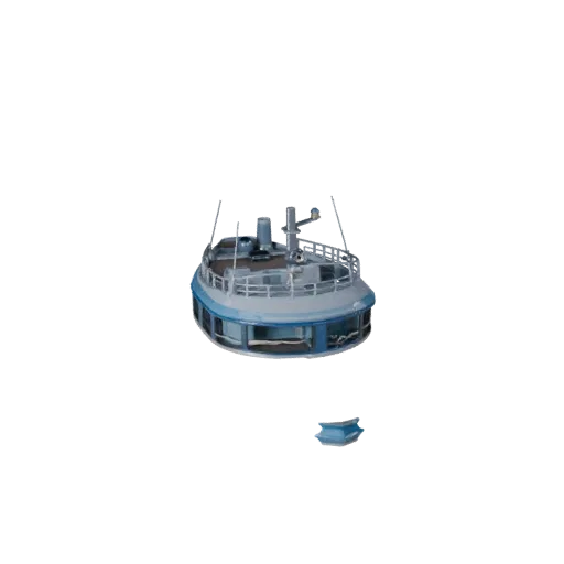 High Poly Ferry 3D-Modell, Nahaufnahme Studioansicht, High-Poly-Fahrzeug-Asset mit Rumpfform, Decklayout und wasserlinienbewu