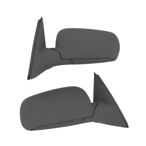 3D model of a pair of gray car side mirrors against a black background