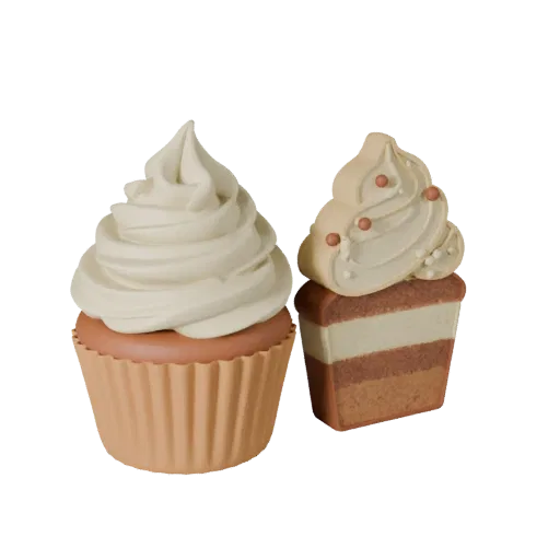 Celebration Cupcake Printable 3D model, isometric STL render, showing cream, sweet food silhouette.