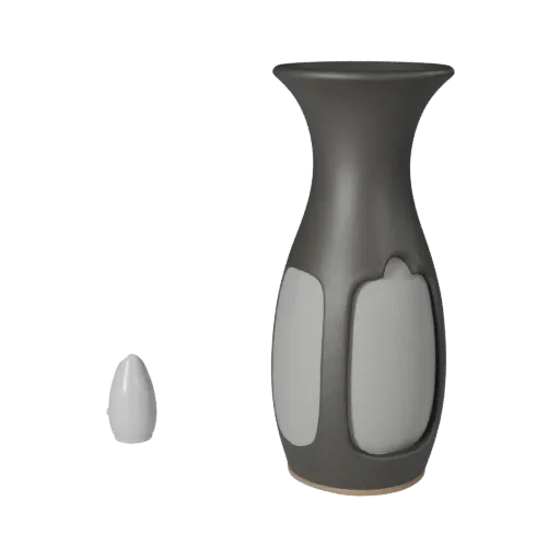Modern Vase Product Viz 3D model, living room, three-quarter studio product render, ceramic detail.
