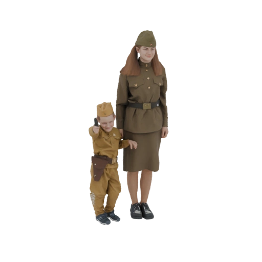 Soviet Soldier and Child Duo 3D Model