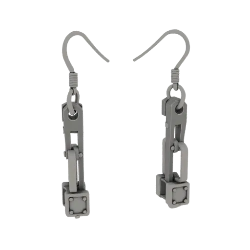 Drop Earring render detail 3D model, isometric studio render, highlighting earring form and finish detail.