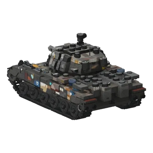 3D model of T-90M tank, stylized as Lego bricks, with explosive reactive armor installed on the hull sides.
