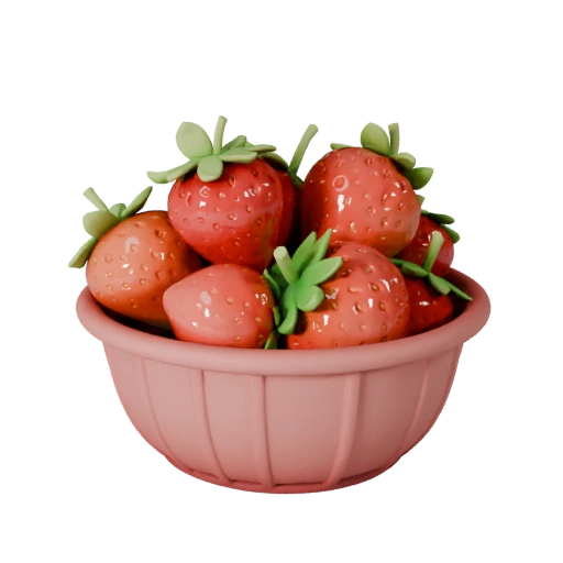 Unity Ready Ripe Strawberry Basket 3D Engine Asset