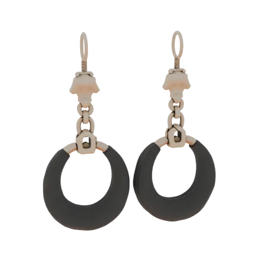 Drop Hoop Earrings collectible detail 3D model, perspective studio render, highlighting earring form and finish detail.