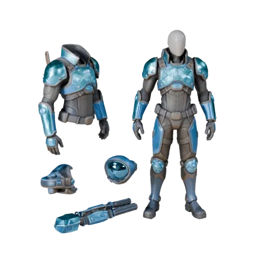 Personaggio 3D Sci Fi Assault, vista viewport motore, asset pronto per Unreal Engine con posa in piedi e pbr