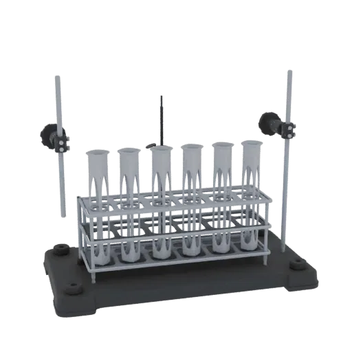 Research Test Tube Rack Printable 3D model, isometric STL render, showing glass, recognizable lab forms.