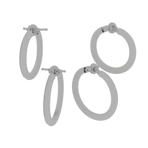Gold Stud Hoop Earrings 3D model, three-quarter front view, AR viewer studio render, gold finish.